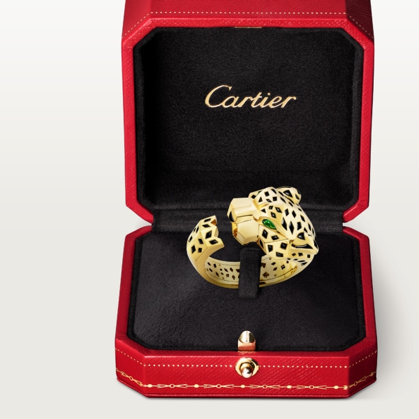 Panthère de Cartier手镯 黄金，缟玛瑙，沙弗莱石榴石