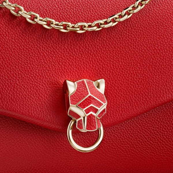 小号链条手袋，Panthère de Cartier卡地亚猎豹系列 红色小牛皮和镀金饰面