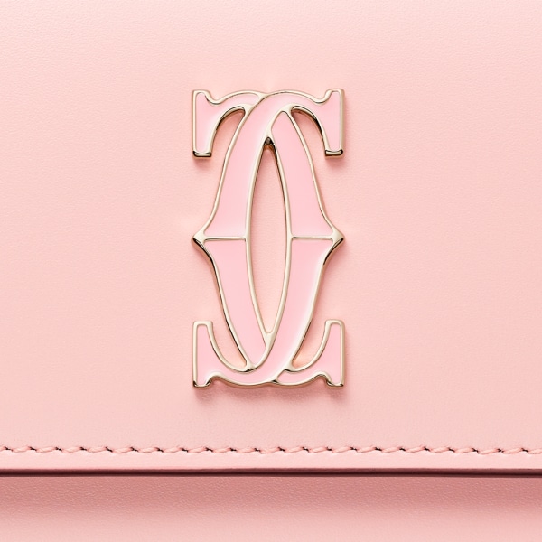 迷你皮夹，C de Cartier系列 淡粉色小牛皮，镀金与淡粉色珐琅饰面