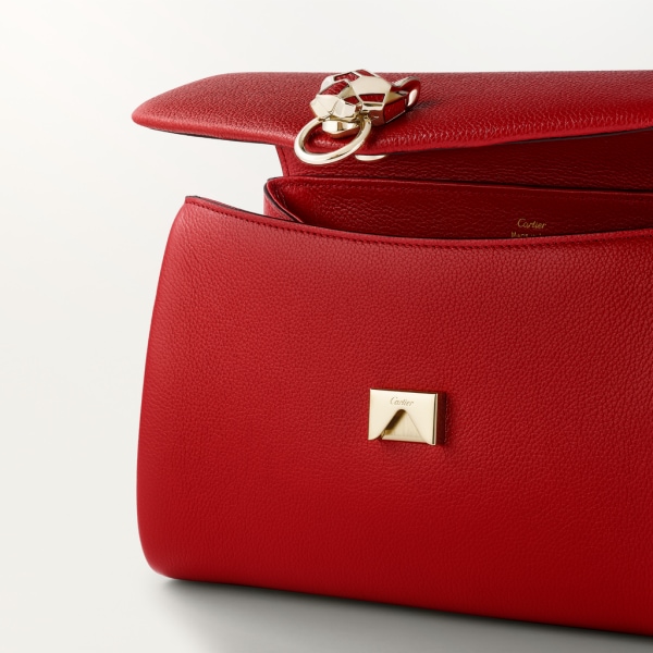 Chain bag small, Panthère de Cartier Red calfskin and golden finish