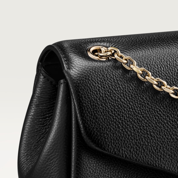 Chain bag mini, Panthère de Cartier Black calfskin and golden finish