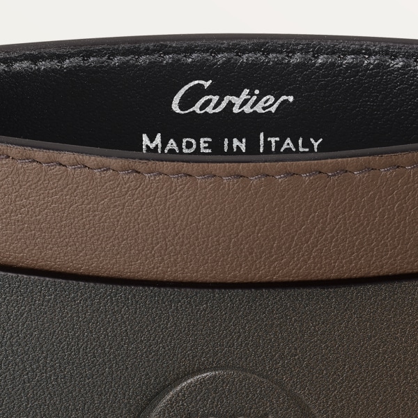 Must de Cartier系列小皮具，卡片夹 渐变灰褐色小牛皮，镀钯饰面