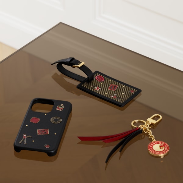 Diabolo de Cartier phone case compatible with iPhone 13 Black calfskin