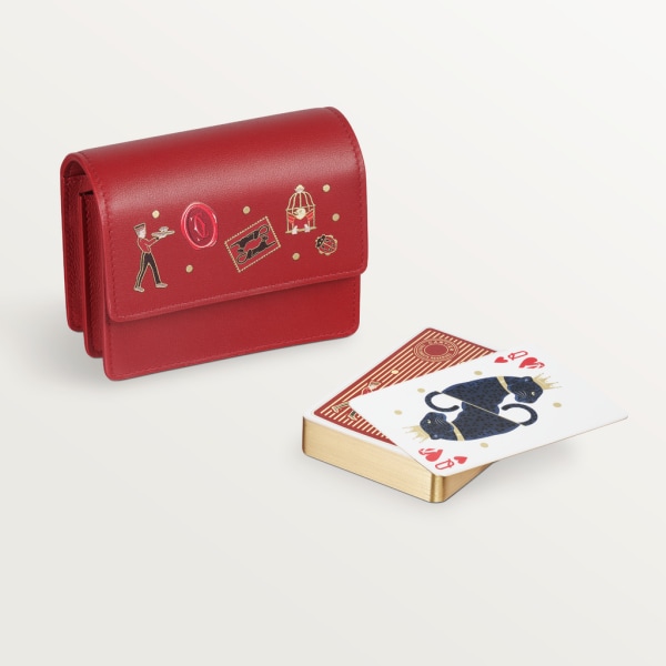 Diabolo de Cartier playing cards Red calfskin