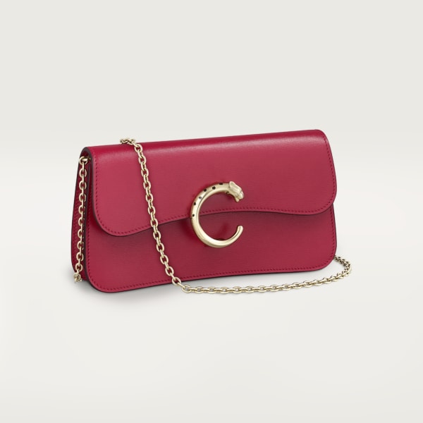 Mini chain bag, Panthère de Cartier Cherry red calfskin, gold and black enamel finish