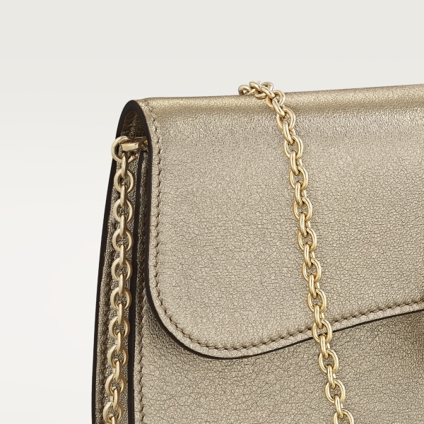 Mini chain bag, Panthère de Cartier Golden metallic calfskin, golden and black enamel finish