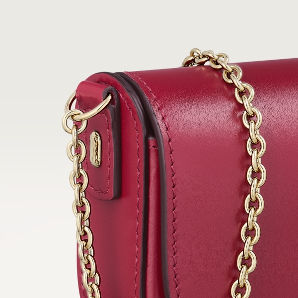 链条手袋，超小号款，C de Cartier系列 樱桃红色小牛皮，镀金饰面，樱桃红色珐琅