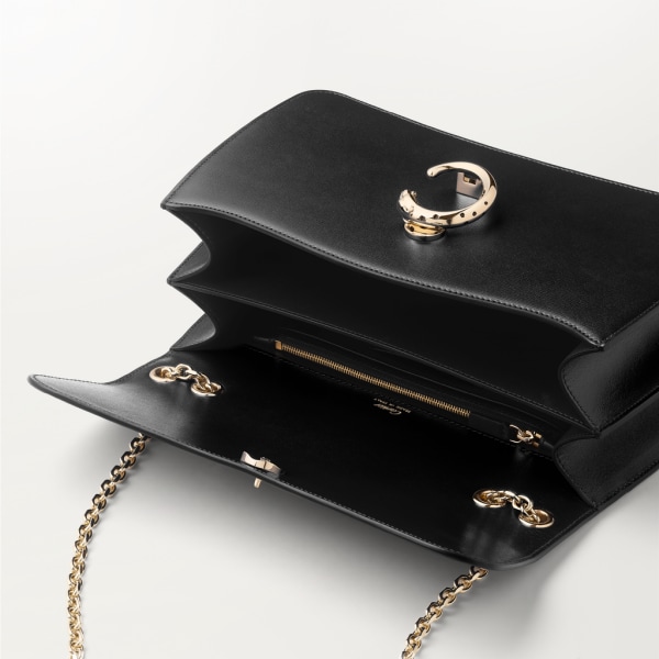 链条手袋，小号款，Panthère de Cartier卡地亚猎豹系列 黑色小牛皮，镀金和黑色珐琅饰面