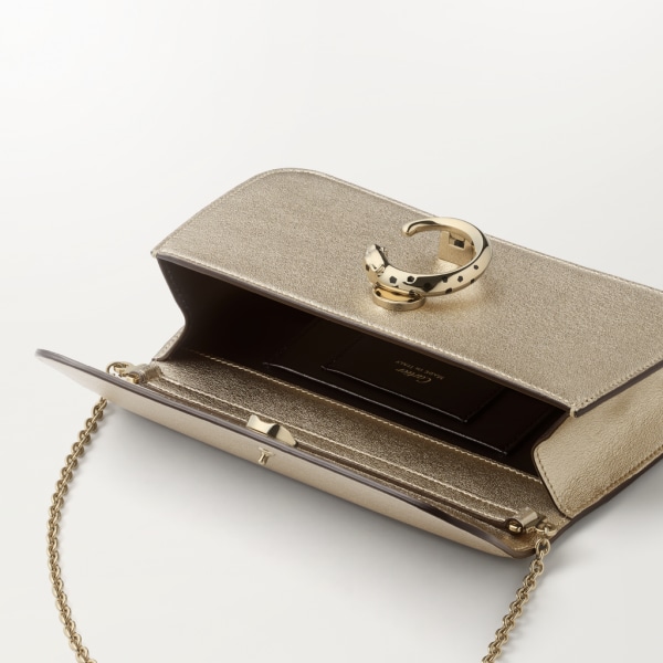 链条手袋，迷你款，Panthère de Cartier卡地亚猎豹系列 镀金金属小牛皮，镀金和黑色珐琅饰面