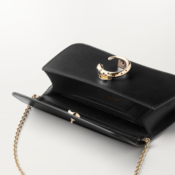 链条手袋，迷你款，Panthère de Cartier卡地亚猎豹系列 黑色小牛皮，镀金和黑色珐琅饰面