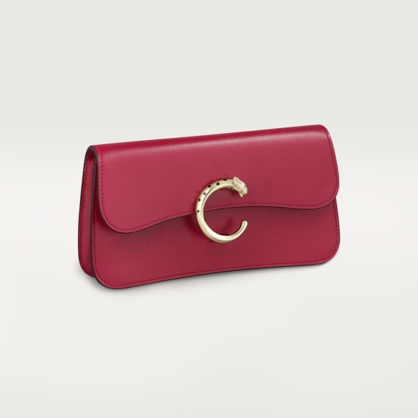 Mini chain bag, Panthère de Cartier Cherry red calfskin, gold and black enamel finish