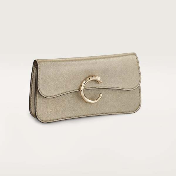 Mini chain bag, Panthère de Cartier Golden metallic calfskin, golden and black enamel finish