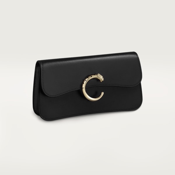 Mini chain bag, Panthère de Cartier Black calfskin, gold and black enamel finish