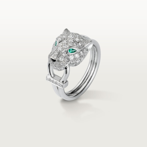 Panthère de Cartier ring White gold, diamonds, emeralds, onyx