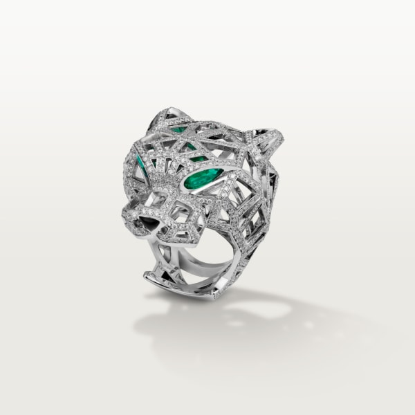 Panthère de Cartier ring White gold, emeralds, onyx, diamonds