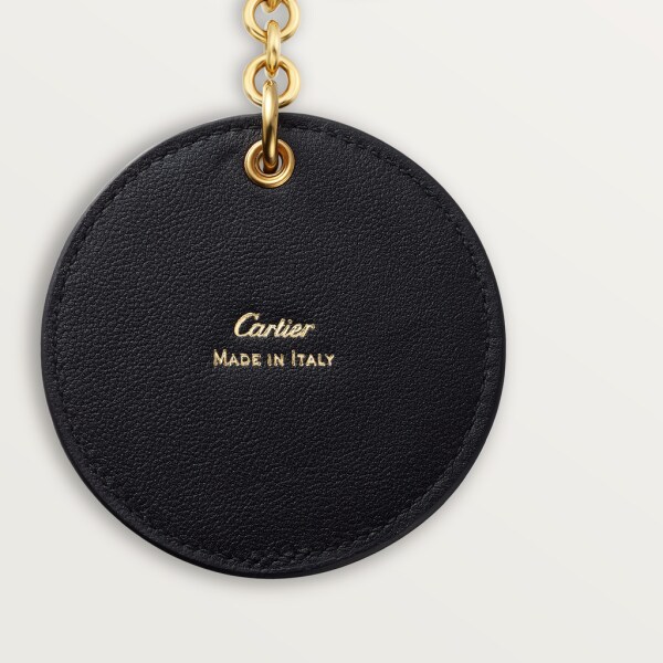 Diabolo de Cartier封蜡章钥匙圈 黑色小牛皮，镀金饰面