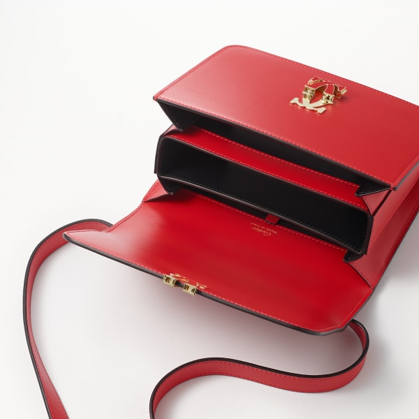 Mini shoulder bag, C de Cartier Red calfskin, golden finish and red enamel