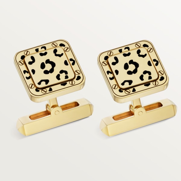Panthère de Cartier cufflinks Yellow gold, black lacquer