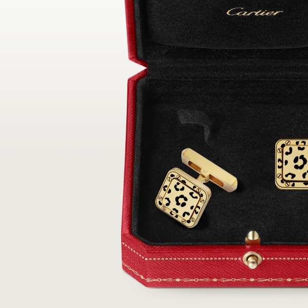 Panthère de Cartier cufflinks Yellow gold, black lacquer