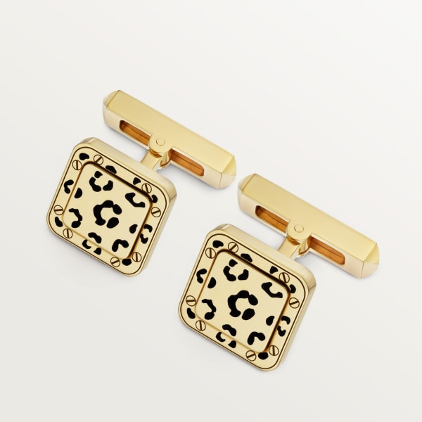 Panthère de Cartier cufflinks Yellow gold, black lacquer