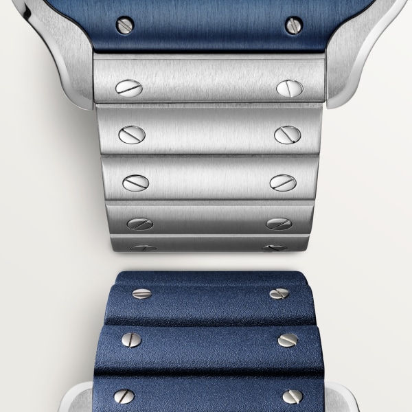 Santos de Cartier腕表 大号表款，手动上链机械机芯，精钢，可替换式金属表链与橡胶表带
