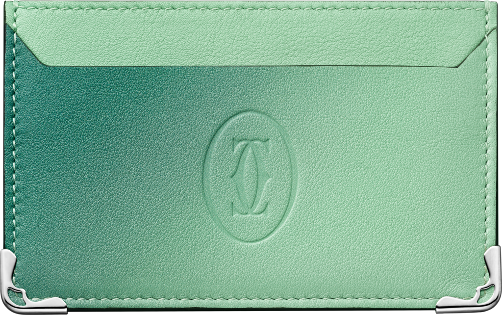 单层卡片夹，Must de Cartier系列渐变绿色小牛皮，镀钯饰面