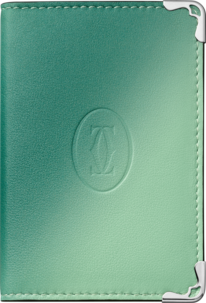 4信用卡皮夹，Must de Cartier系列渐变绿色小牛皮，镀钯饰面