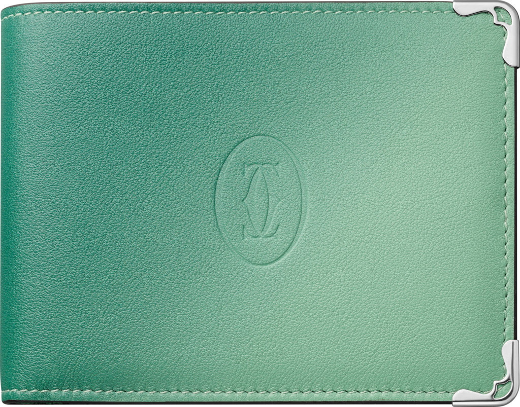 6信用卡皮夹，Must de Cartier系列渐变绿色小牛皮，镀钯饰面
