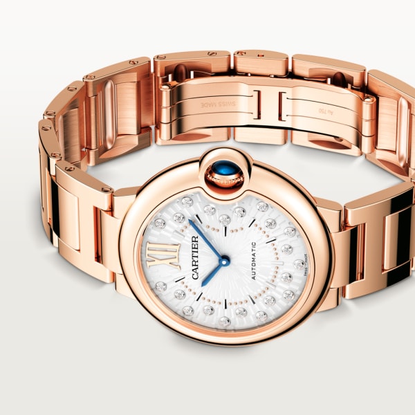 Ballon Bleu de Cartier watch 36 mm, automatic mechanical movement, rose gold, diamonds