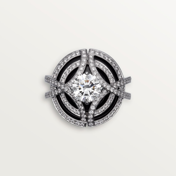 Galanterie de Cartier戒指 白金，黑漆，钻石