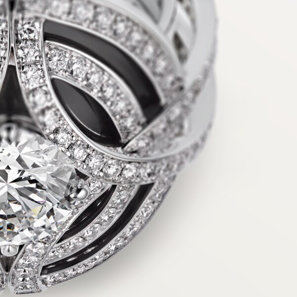 Galanterie de Cartier ring White gold, black lacquer, diamonds