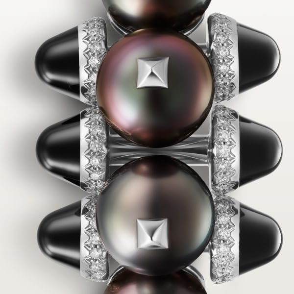 Clash de Cartier戒指，XL号款 镀铑白金，大溪地珍珠，缟玛瑙，钻石