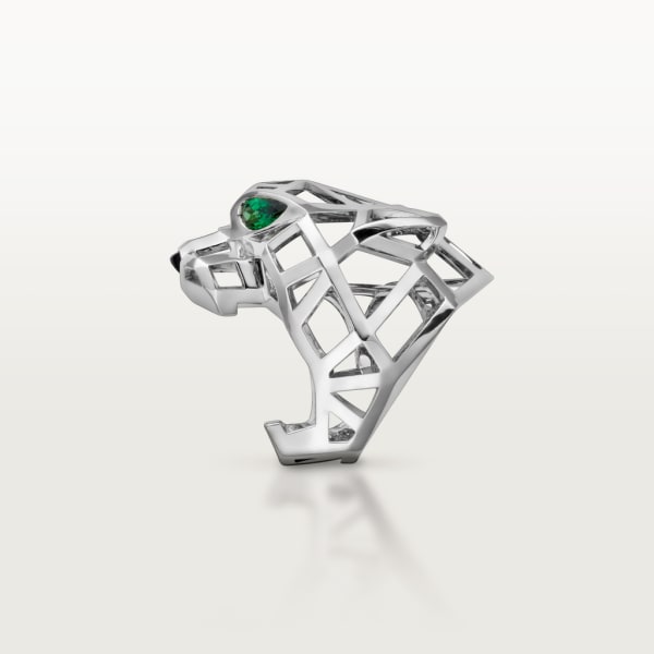 Panthère de Cartier ring Non-rhodium-finish white gold, tsavorite garnets, onyx