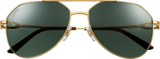 Signature C de Cartier太阳眼镜 抛光镀金饰面金属材质，绿色偏光镜片
