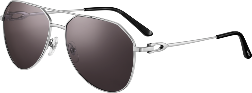 Signature C de Cartier太阳眼镜抛光镀铂饰面金属材质，灰色偏光镜片