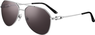 Signature C de Cartier sunglasses Smooth platinum-finish metal, grey polarised lenses