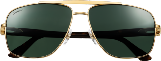 Signature C de Cartier太阳眼镜 抛光镀金饰面金属材质，绿色偏光镜片