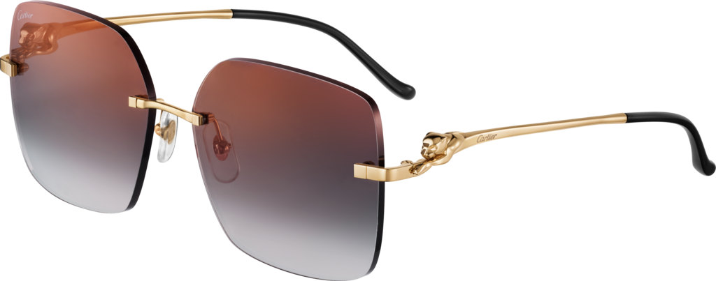 Panthère de Cartier SunglassesSmooth golden-finish metal, graduated grey lenses with golden flash