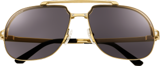 Santos de Cartier太阳眼镜 抛光拉丝镀金饰面金属材质，灰色镜片