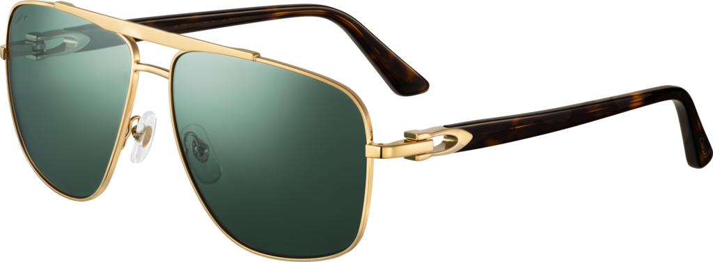 Signature C de Cartier太阳眼镜抛光镀金饰面金属材质，绿色偏光镜片