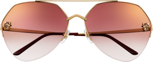 Panthère de Cartier卡地亚猎豹太阳眼镜 抛光镀金饰面金属材质，酒红色镜片，金色闪光