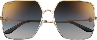 Trinity太阳眼镜 抛光镀金饰面金属材质，深灰色镜面效果镜片，灰色调浅蓝色，金色闪光