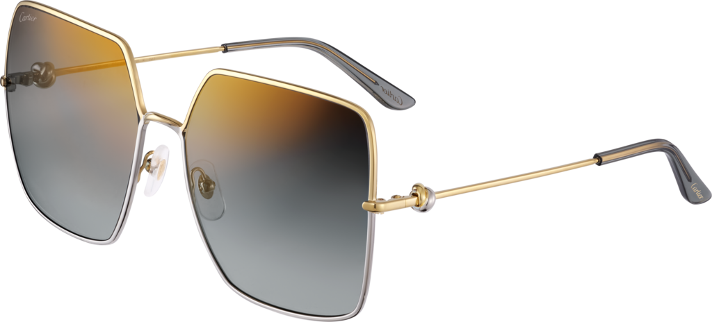 Trinity SunglassesSmooth golden-finish metal, mirrored dark grey lenses, light blue and grey with golden flash