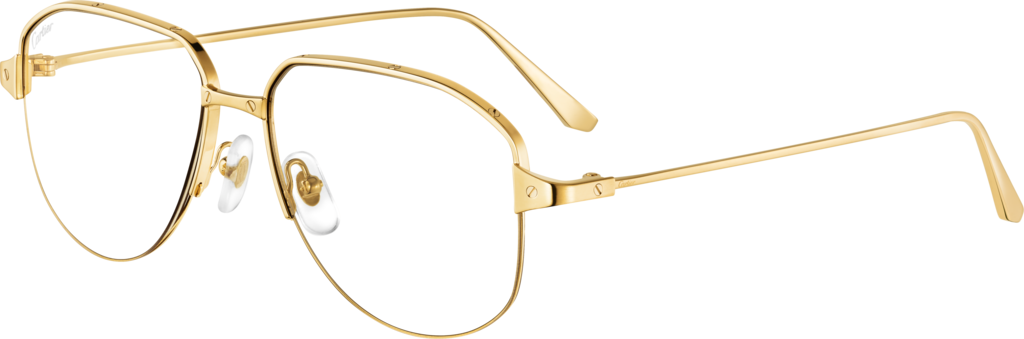 Santos de Cartier太阳眼镜抛光拉丝镀金饰面金属材质，绿色偏光夹扣式镜片。