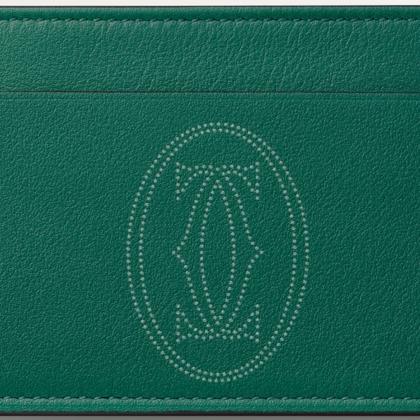 单层卡片夹，Must de Cartier系列 叶绿色圆点小牛皮，镀金饰面