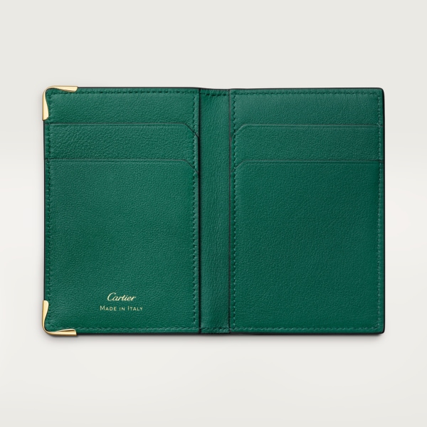 4信用卡皮夹，Must de Cartier系列 叶绿色圆点小牛皮，镀金饰面