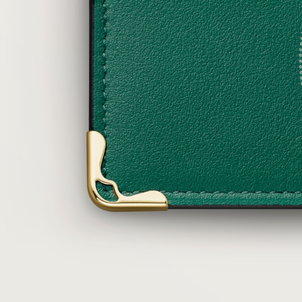 Simple card holder, Must de Cartier Leaf green dots calfskin, gold finish