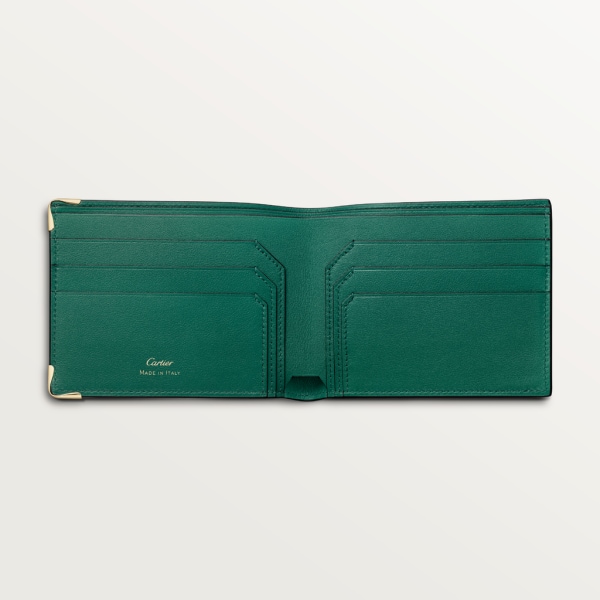6信用卡皮夹，Must de Cartier系列 叶绿色圆点小牛皮，镀金饰面