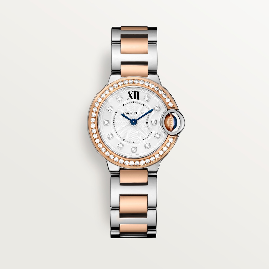 Ballon Bleu de Cartier watch28 mm, rose gold, steel, diamonds