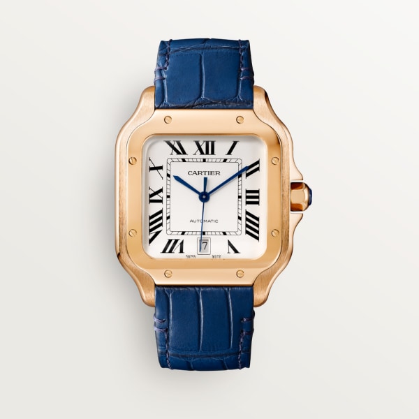 Santos de Cartier watch Large model, automatic movement, rose gold, interchangeable metal and leather bracelets